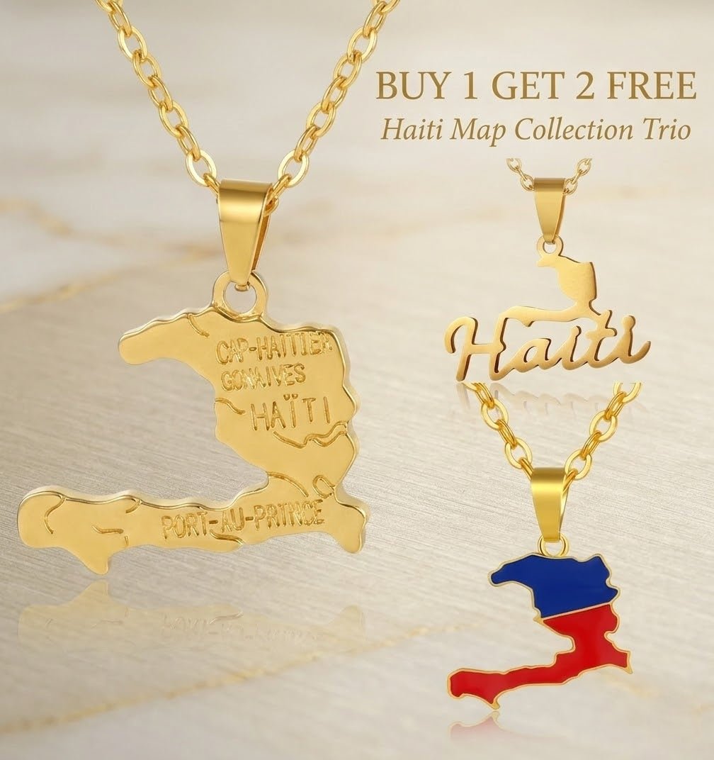 Buy 1 Get 2 FREE: Complete Haitian Map & Flag Necklace Set (Received 3 necklaces) - LakayFinds.com