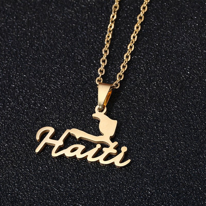 European And American New Haiti Map Pendant Necklace - LakayFinds.com