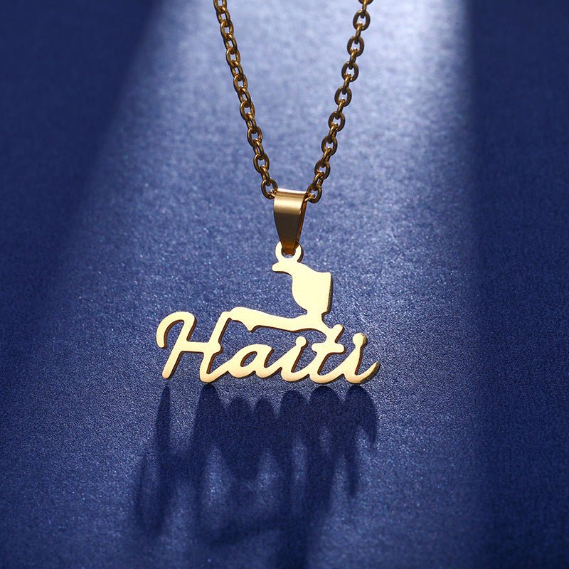 European And American New Haiti Map Pendant Necklace - LakayFinds.com