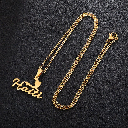 European And American New Haiti Map Pendant Necklace - LakayFinds.com