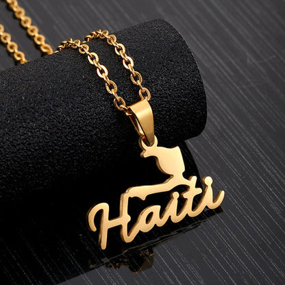 European And American New Haiti Map Pendant Necklace - LakayFinds.com