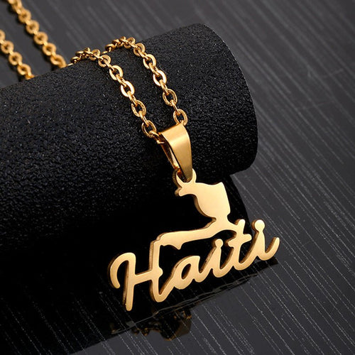 European And American New Haiti Map Pendant Necklace - LakayFinds.com