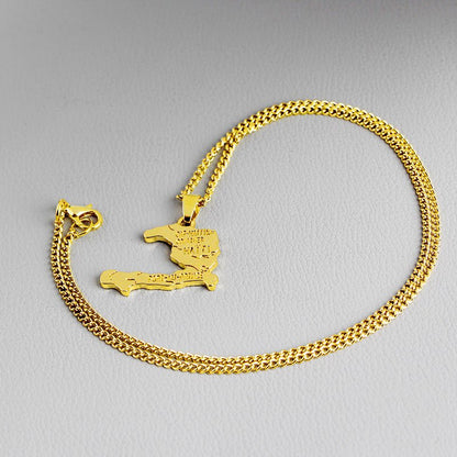 Haiti Map Necklace - LakayFinds.com