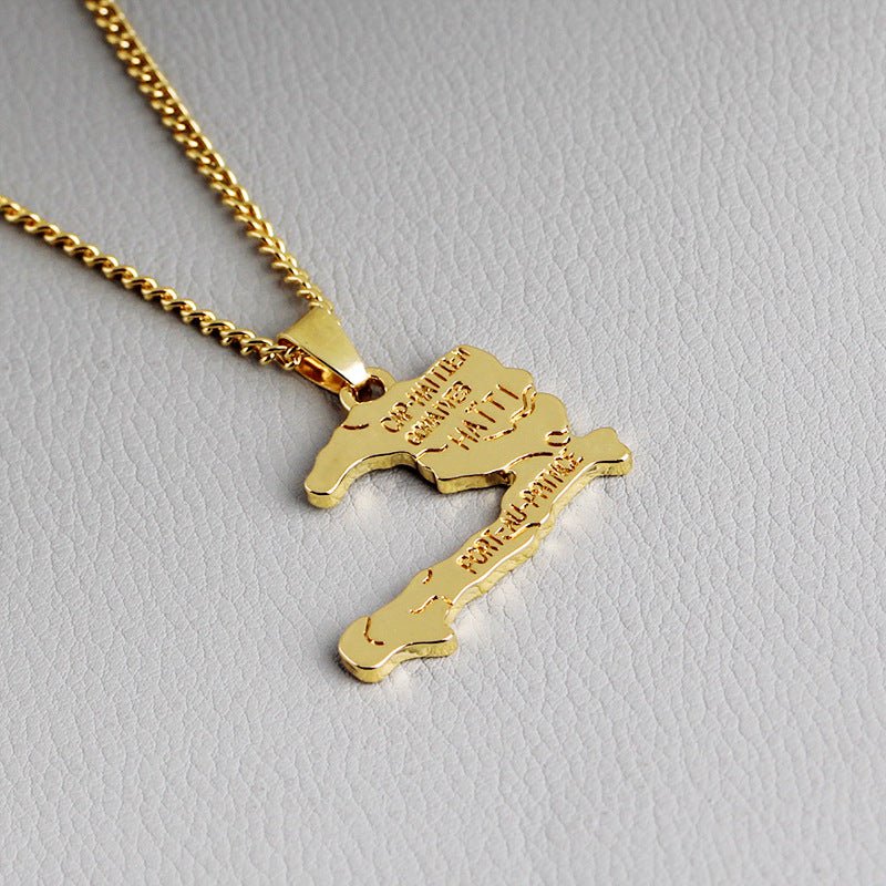 Haiti Map Necklace - LakayFinds.com