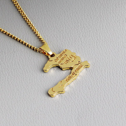Haiti Map Necklace - LakayFinds.com