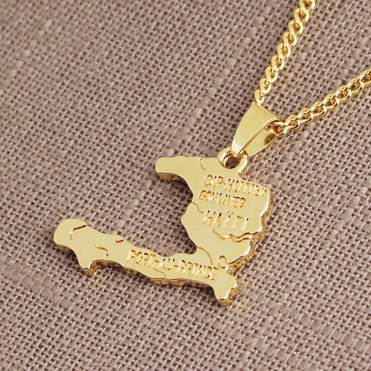 Haiti Map Necklace - LakayFinds.com