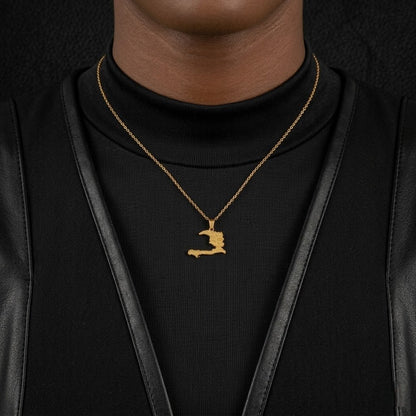 Haiti Pride Map Necklace with Departments - 18K Gold Plated - Carry Haiti Close to Your Heart - LakayFinds.com