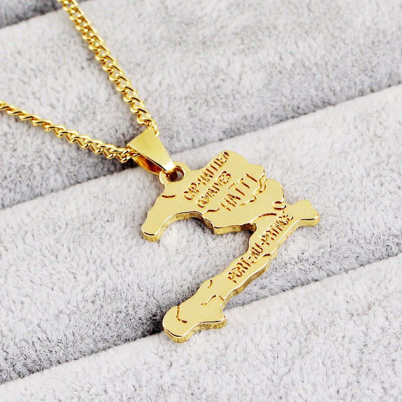 New Haiti Map Necklace——（Free）（Value: $39） - LakayFinds.com