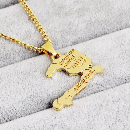 New Haiti Map Necklace——（Free）（Value: $39） - LakayFinds.com