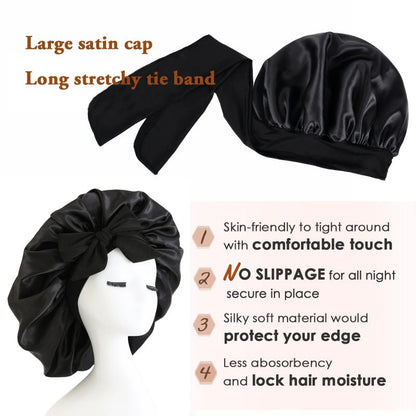 New Silk Bonnet For Sleeping Women Satin Bonnet Hair Bonnet Night Sleep Cap Scarf Wrap For Curly Hair With Tie Band For Curly Hair - LakayFinds.com