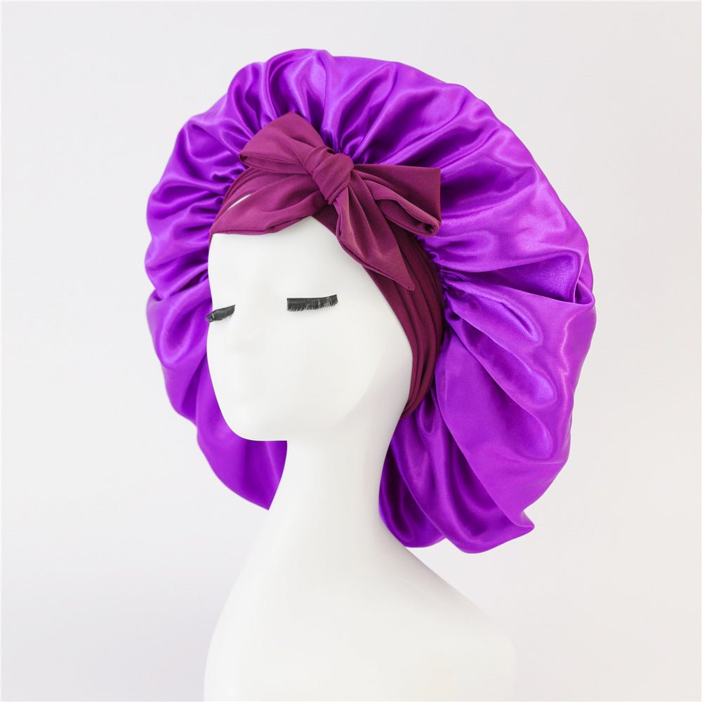 New Silk Bonnet For Sleeping Women Satin Bonnet Hair Bonnet Night Sleep Cap Scarf Wrap For Curly Hair With Tie Band For Curly Hair - LakayFinds.com
