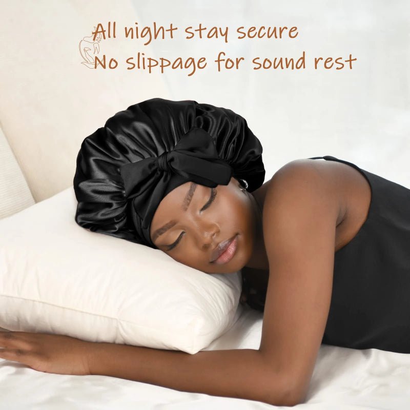 New Silk Bonnet For Sleeping Women Satin Bonnet Hair Bonnet Night Sleep Cap Scarf Wrap For Curly Hair With Tie Band For Curly Hair - LakayFinds.com
