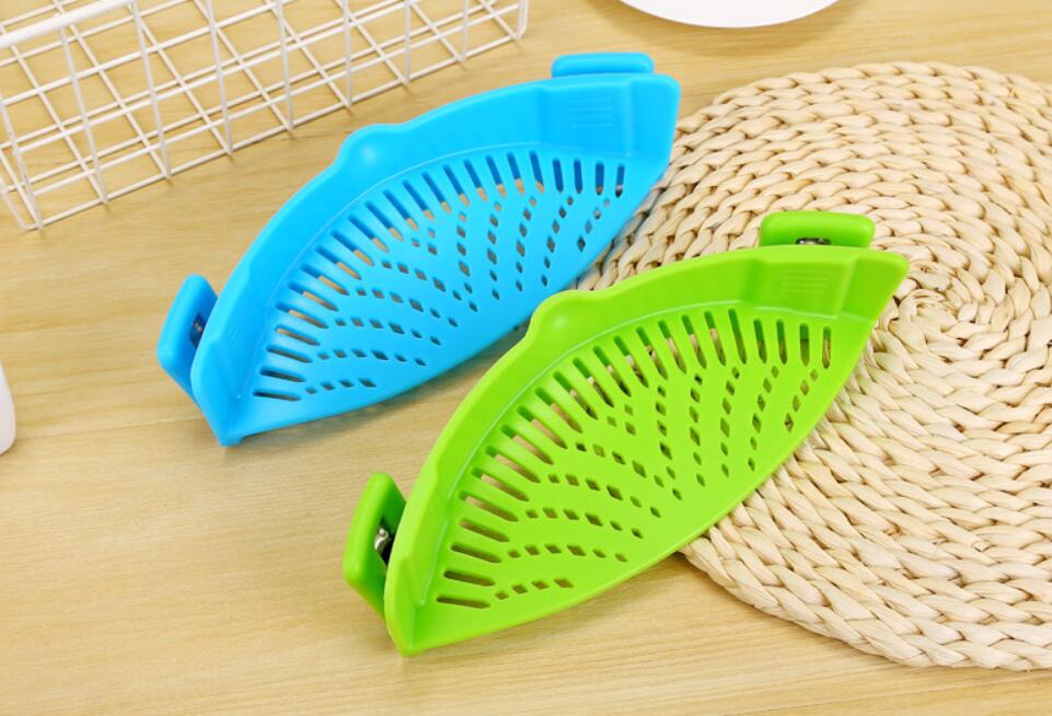 Silicone Clip - on Pot Pan Bowl Funnel Oil Strainer Creative Rice Washing Colander for Draining Liquid Fits All Pot Size - LakayFinds.com