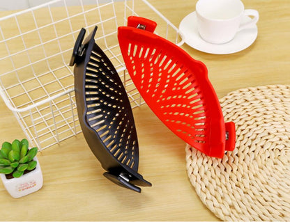 Silicone Clip - on Pot Pan Bowl Funnel Oil Strainer Creative Rice Washing Colander for Draining Liquid Fits All Pot Size - LakayFinds.com
