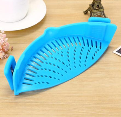 Silicone Clip - on Pot Pan Bowl Funnel Oil Strainer Creative Rice Washing Colander for Draining Liquid Fits All Pot Size - LakayFinds.com