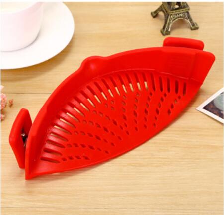 Silicone Clip - on Pot Pan Bowl Funnel Oil Strainer Creative Rice Washing Colander for Draining Liquid Fits All Pot Size - LakayFinds.com