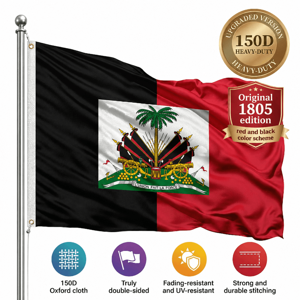 The Original 1805 Dessalines Flag | Heavy - Duty Red & Black Haitian Flag | Symbol of the Revolution - LakayFinds.com