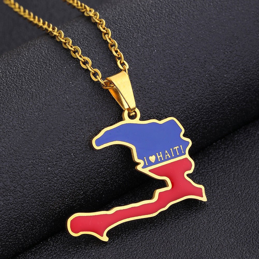 The Ultimate Zoe Pride: "I ❤️ HAITI" Map Necklace - LakayFinds.com