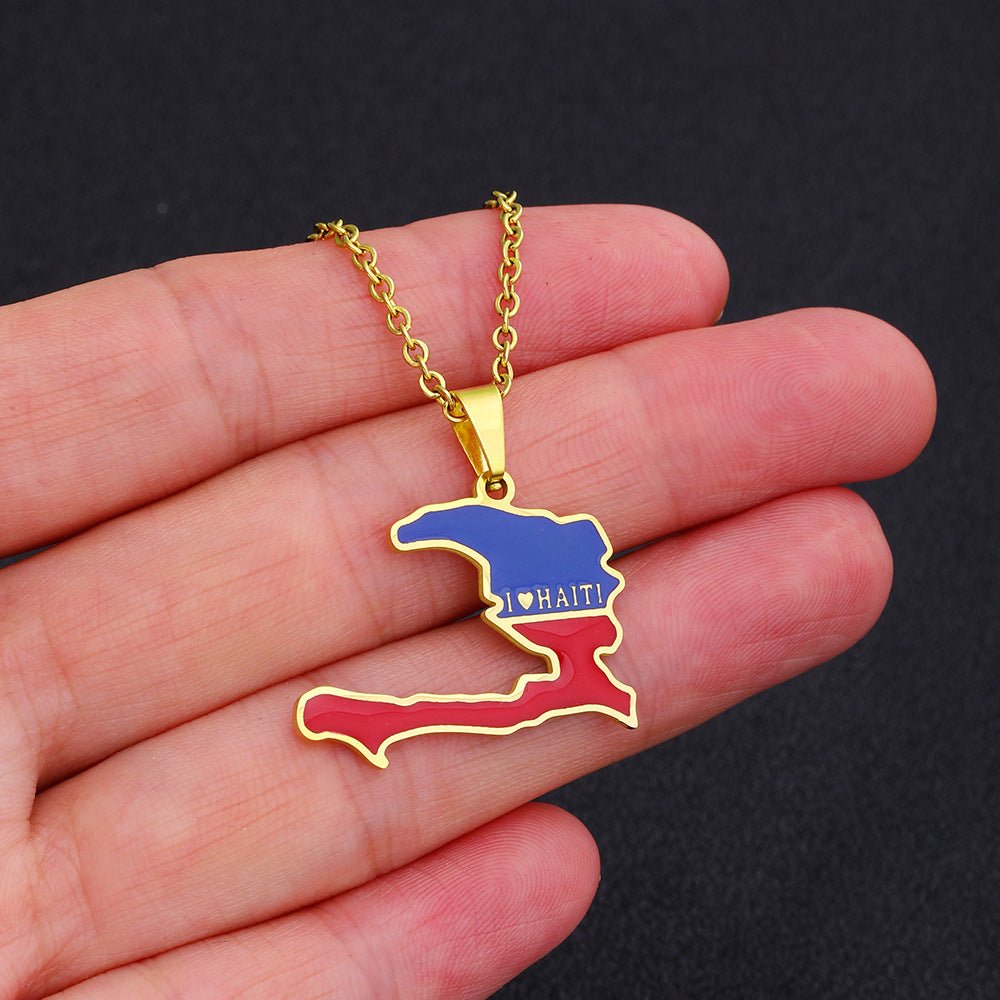 The Ultimate Zoe Pride: "I ❤️ HAITI" Map Necklace - LakayFinds.com